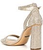 Color:Sand Gold - Image 3 - Dericka Rhinestone Two Piece Ankle Strap Block Heel Dress Sandals