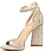 Color:Sand Gold - Image 4 - Dericka Rhinestone Two Piece Ankle Strap Block Heel Dress Sandals