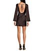 Gianni Bini Dionne Satin Long Sleeve Open Back Mini Dress, Color:Chocolate - Image 2