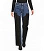 Gianni Bini Edie Suede Patch Straight Leg Denim Jeans - Image 1