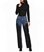 Gianni Bini Edie Suede Patch Straight Leg Denim Jeans - Image 3
