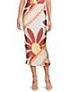 Gianni Bini Ella Pull On Printed Satin Coordinating Midi Skirt, Color:Sunburst - Image 1