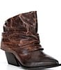 Gianni Bini Eller Distressed Leather Cuffed Block Heel Booties - Image 1
