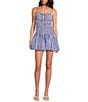 Gianni Bini Ellie Stripe Smocked Drop Waist Bubble Hem Dress, Color:White/Chambray - Image 1