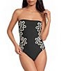 Gianni Bini Embroidered Detachable Strap Bandeau One Piece Swimsuit - Image 1