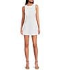 Color:White - Image 1 - Emma Crepe Structured Sleeveless A-Line Mini Dress