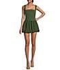 Gianni Bini Everly Poplin Bubble Mini Skirt, Color:Rifle Green - Image 3