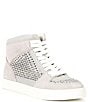 Color:Fog White - Image 1 - Evie Perforated Rhinestone High Top Sneakers