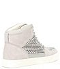 Color:Fog White - Image 2 - Evie Perforated Rhinestone High Top Sneakers