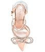 Color:Rose Gold - Image 5 - Ezlynn Clear Rhinestone Embellished Bow Pointed Toe Pumps
