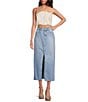 Color:Light Wash - Image 3 - Faye Denim Front Slit Maxi Skirt