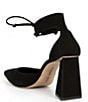 Color:Black - Image 3 - Finch Suede Nubuck Ankle-Tie Block Heel Pumps