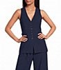 Gianni Bini Florian V-Neck Sleeveless Button Front Vest Top - Image 1