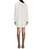 Color:White - Image 2 - Gardenia Cotton Point Collar Button Front Long Sleeve Shirt Dress