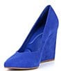 Color:Electric Blue - Image 4 - Garnett Suede Pointed Toe Wedge Pumps