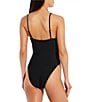 Gianni Bini Glitz Gem Embellished V-Wire Plunge One Piece Swimsuit, Color:Black - Image 2