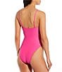 Color:Neon Pink - Image 2 - Glitz Gem Embellished V-Wire Plunge One Piece Swimsuit