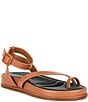 Color:Vacay Tan - Image 1 - Grayson Leather Footbed Platform Toe Loop Sandals
