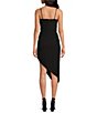 Color:Black - Image 2 - Harling Crepe Square Neck Sleeveless Asymmetrical Hemline Midi Dress