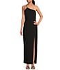 Color:Black - Image 1 - Harlow Asymmetrical One Shoulder Crepe Sheath Dress