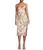 Gianni Bini Harper Satin Printed V-Neck Sleeveless Slip Midi Dress, Color:Pink Print - Image 1