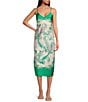Gianni Bini Harper Satin Printed V-Neck Sleeveless Slip Midi Dress, Color:Green Print - Image 1