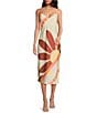 Gianni Bini Harper Sunburst Satin V-Neck Sleeveless Slip Midi Dress, Color:Sunburst - Image 1