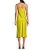 Color:Chartruse - Image 2 - Harper Satin V-Neck Sleeveless Slip Midi Dress
