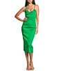 Gianni Bini Harper Satin V-Neck Sleeveless Slip Midi Dress, Color:Kelly Green - Image 1