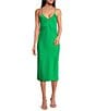 Gianni Bini Harper Satin V-Neck Sleeveless Slip Midi Dress, Color:Kelly Green - Image 2