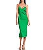 Gianni Bini Harper Satin V-Neck Sleeveless Slip Midi Dress, Color:Kelly Green - Image 4