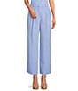 Color:Chambray - Image 1 - Hartley Crepe Pleated Straight Wide Leg Coordinating Pants