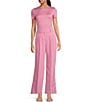 Gianni Bini Hartley Crepe Pleated Straight Wide Leg Coordinating Pants, Color:Pink - Image 3