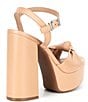 Color:Dark Sierra Tan - Image 2 - Hartliye Leather Knot Ankle Strap Platform Dress Sandals