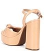 Color:Dark Sierra Tan - Image 3 - Hartliye Leather Knot Ankle Strap Platform Dress Sandals