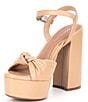 Color:Dark Sierra Tan - Image 4 - Hartliye Leather Knot Ankle Strap Platform Dress Sandals