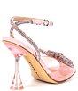 Color:Pop Stop Pink - Image 2 - Haydn Clear Rhinestone Bow Ankle Strap Dress Heels