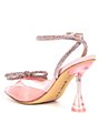 Color:Pop Stop Pink - Image 3 - Haydn Clear Rhinestone Bow Ankle Strap Dress Heels