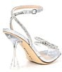 Color:Silver - Image 2 - Haydn Glitter Rhinestone Bow Ankle Strap Clear Dress Heels