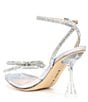 Color:Silver - Image 3 - Haydn Glitter Rhinestone Bow Ankle Strap Clear Dress Heels