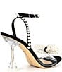 Color:Black - Image 2 - HaydnTwo Clear Pearl Bow Ankle Strap Dress Sandals