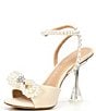 Color:Natural - Image 4 - HaydnTwo Raffia Pearl Bling Bow Ankle Strap Dress Sandals