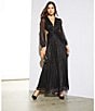 Gianni Bini Hazel Metallic Chiffon V-Neck Long Sleeve Cut Out Dress, Color:Black - Image 5