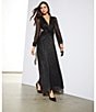 Gianni Bini Hazel Metallic Chiffon V-Neck Long Sleeve Cut Out Dress, Color:Black - Image 6