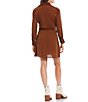 Color:Clay - Image 2 - Hillary Point Collar Long Sleeve Belted Button Front Mini Shirt Dress