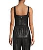 Color:Black - Image 2 - Hunter Stretch Square Neck Sleeveless Coated Corset Top