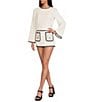 Gianni Bini Irma Seashell Front Pocket Linen Coordinating Mini Skirt - Image 3