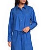 Gianni Bini Ivy Striped Collared Long Sleeve Coordinating Button Front Top - Image 1