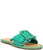 Color:Savory Green - Image 2 - Jaxson Faille Mismatched Buckle Flat Sandals