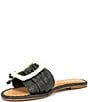 Color:Black - Image 5 - Jaxson Raffia Mismatched Buckle Flat Sandals